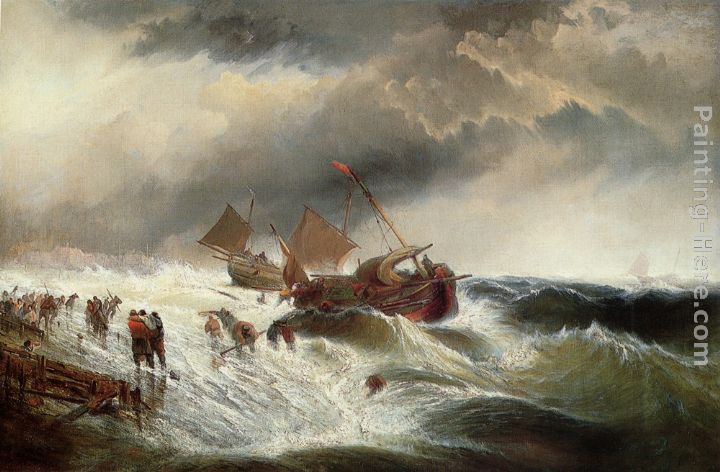 Shipwreck painting - Edward Moran Shipwreck art painting